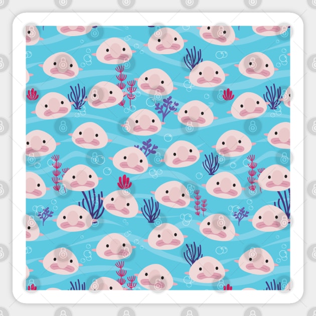 Blobfish in the water Sticker by UniFox